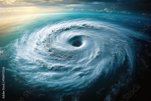 Hurricane Helene Aerial View Over Florida Dramatic Lighting Storm Clouds Ocean photo