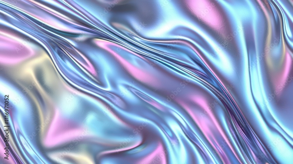Abstract iridescent holographic texture with flowing, wavy, shiny, and glossy surface. Abstract iridescent holographic texture with flowing, wavy, shiny, and glossy surface.