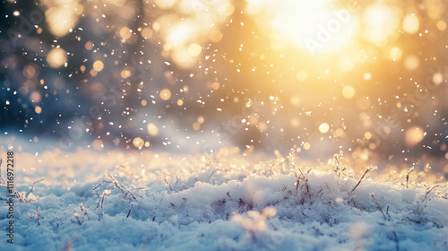 Serene Winter Snowscape Under Sunlight