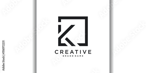 Abstract square initial letter K logo design. Premium Vector