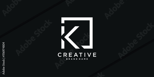 Abstract square initial letter K logo design. Premium Vector