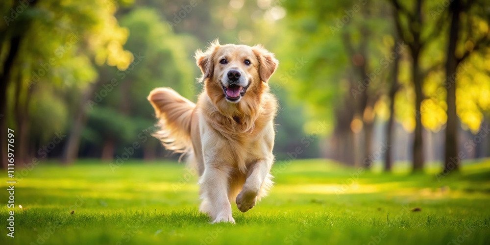 Playful golden retriever dog running and fetching a ball in a park, happy, pet, animal, outdoor, activity, playful, energetic Playful golden retriever dog running and fetching a ball in a park, happy, pet, animal, outdoor, activity, playful, energetic