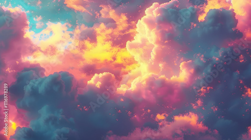 colorful clouds cinematic style