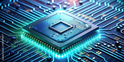 Wallpaper Mural CPU on board with holographic security alert displaying, computer, technology, CPU, board, hardware, hologram, security Torontodigital.ca