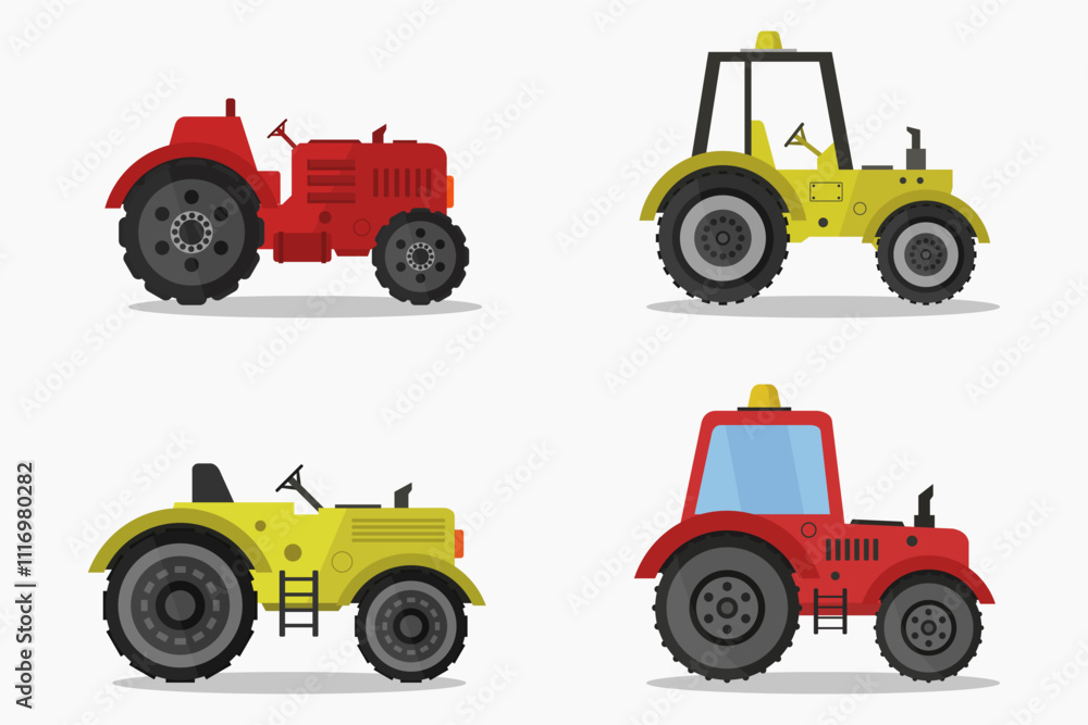 Fototapeta premium Illustrated Tractors