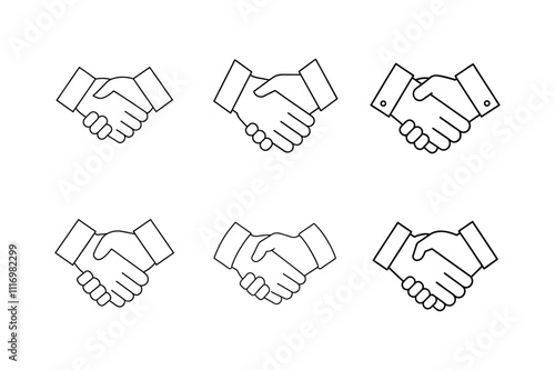 handshake icon line art vector illustration, hand shake outline design