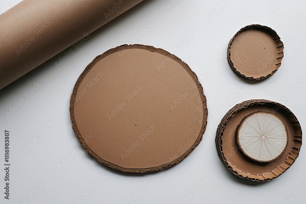 Antique Brown Cardboard Piece on White Background Antique Brown Cardboard Piece on White Background