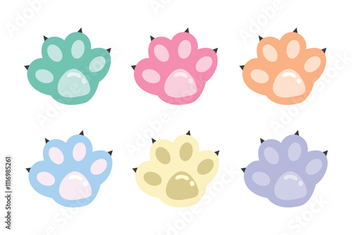 Cat Paw Illustration Element Set. Hand drawn cute animal footprints. Suitable for flat design illustration, clip art, stickers, etc