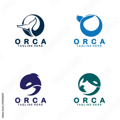 Killer whale Orca logo design vector illustration