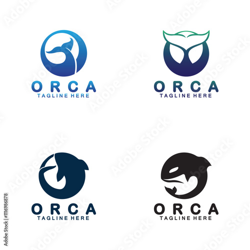 Killer whale Orca logo design vector illustration