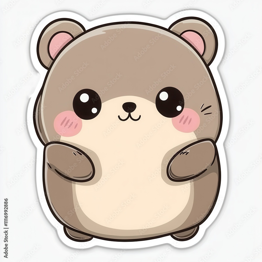 Adorable cartoon bear with big eyes and rosy cheeks, cute, simple design, perfect for kids. Adorable cartoon bear with big eyes and rosy cheeks, cute, simple design, perfect for kids.