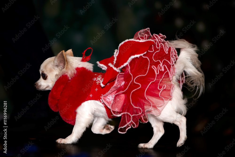 chihuahua christmas dress Photography Poster dog wearing fancy at doggy party | Wall Art christmas chihuahua funny EU/UK Size:8 Jaded London Dahlia Hand-Beaded ProductGroup:4HRW7030