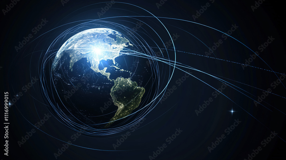 Obraz premium Earth axis diagram illustration showing the tilt of the Earth's rotational axis relative to its orbital plane, explaining the cause of seasonal changes and the distribution of sunlight.