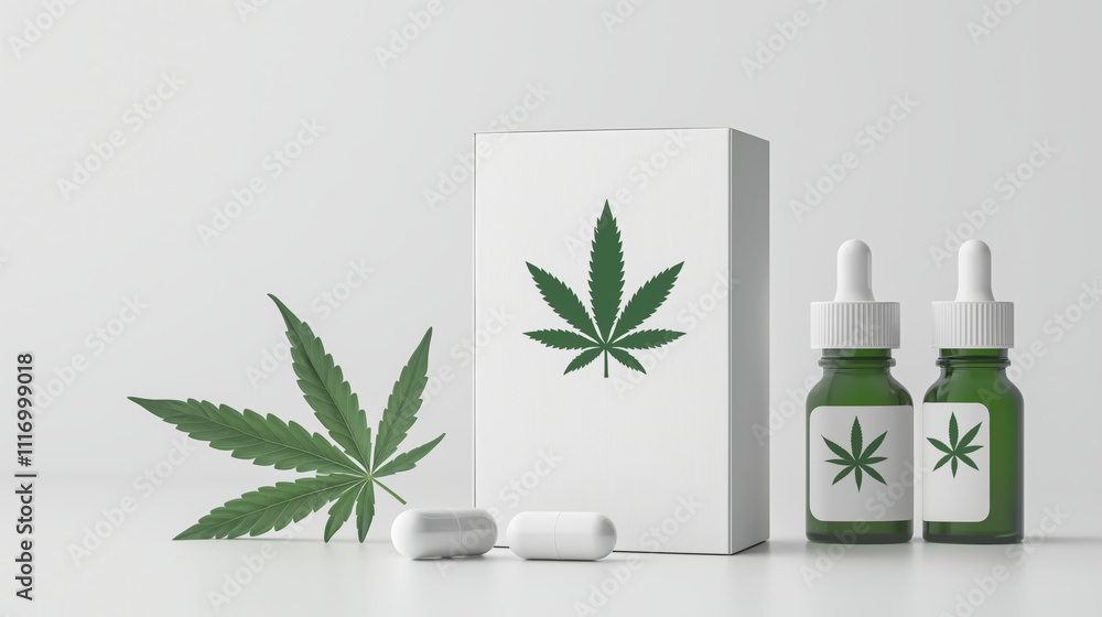 Cannabis Leaf Box with Capsules and Dropper Bottle
Cannabis Leaf Box with Capsules and Dropper Bottle