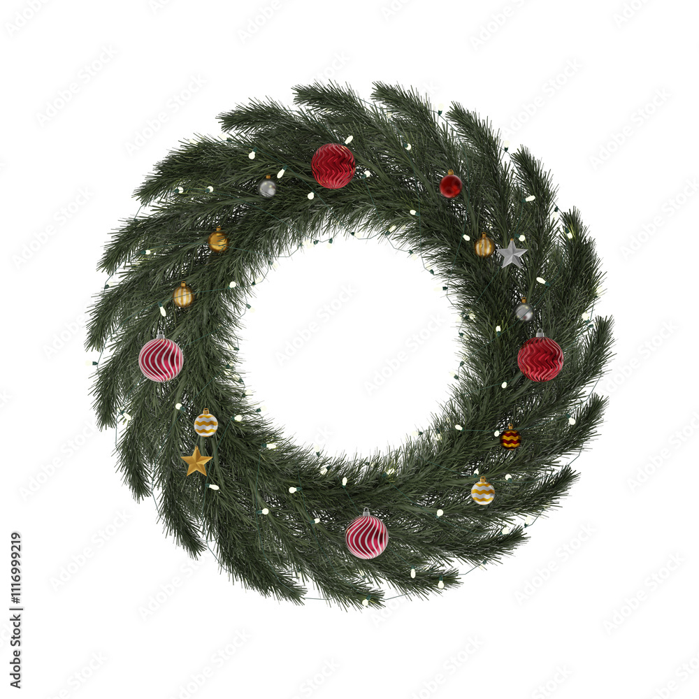 Festive Christmas wreath isolated on white background
Festive Christmas wreath isolated on white background