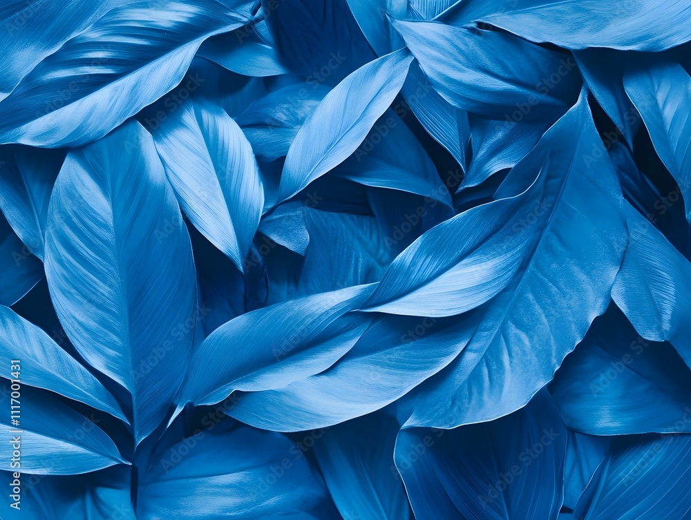 Vibrant Blue Tropical Leaves: An Abstract Composition Vibrant Blue Tropical Leaves: An Abstract Composition