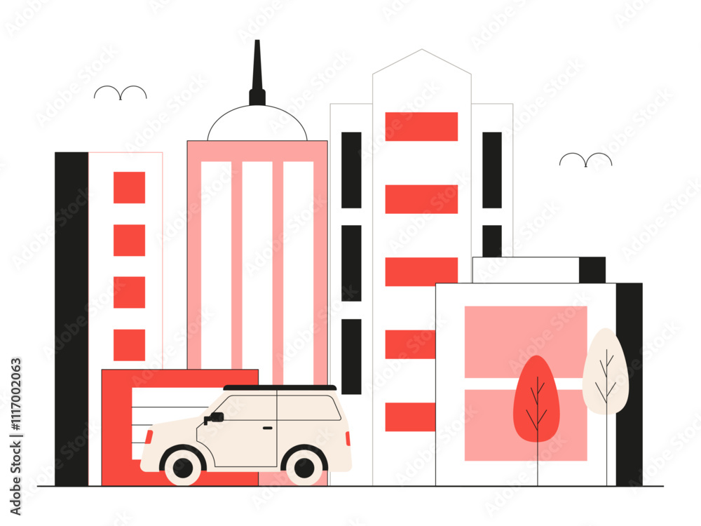 Fototapeta premium City landscape. City illustration. Flat vector illustrations