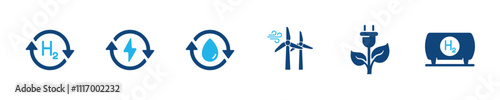 Set of glyph solid icons related hydrogen, gas, water, energy. Perfect pixel on transparent background