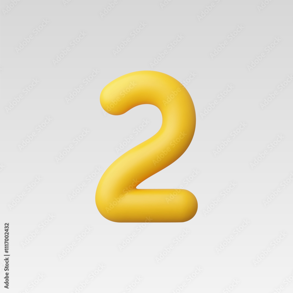 3d Realistic Number Two vector illustration 3d Realistic Number Two vector illustration