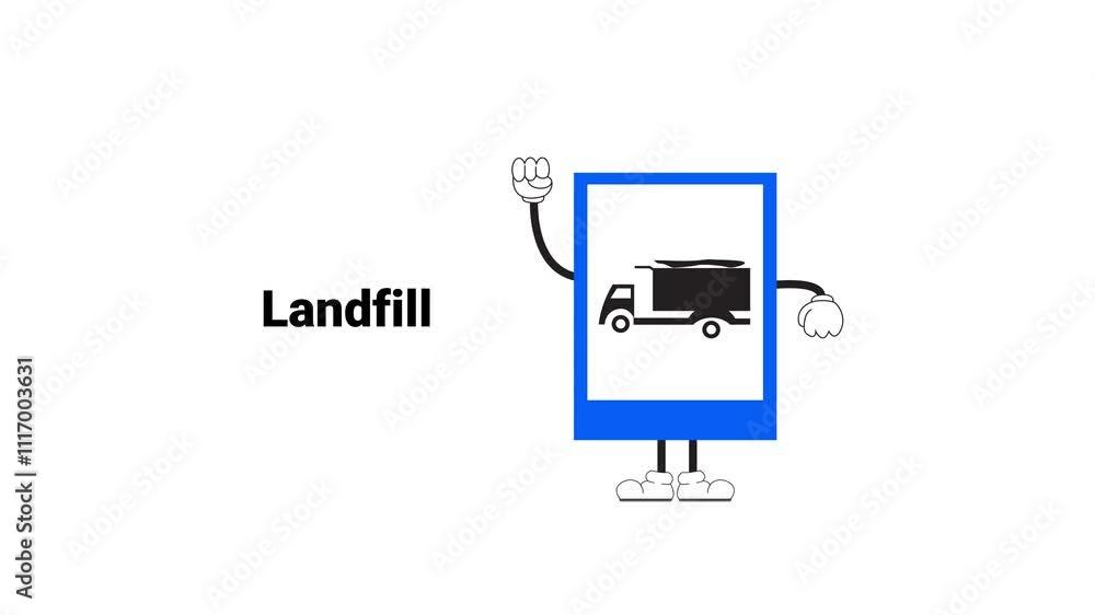 Animated landfill sign with cartoon characters, perfect for educational materials, traffic safety campaigns, or children's learning content. Fun design to teach road signs and safe driving. Animated landfill sign with cartoon characters, perfect for educational materials, traffic safety campaigns, or children's learning content. Fun design to teach road signs and safe driving.