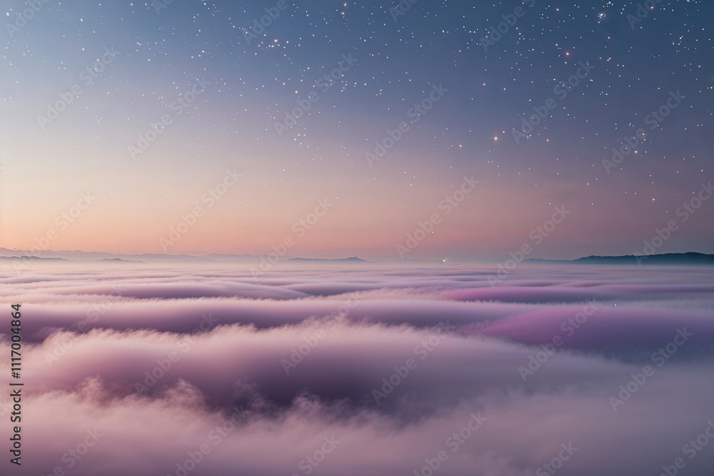 Fototapeta premium Serene Pastel Skies with Glimmering Light and Dreamy Mists