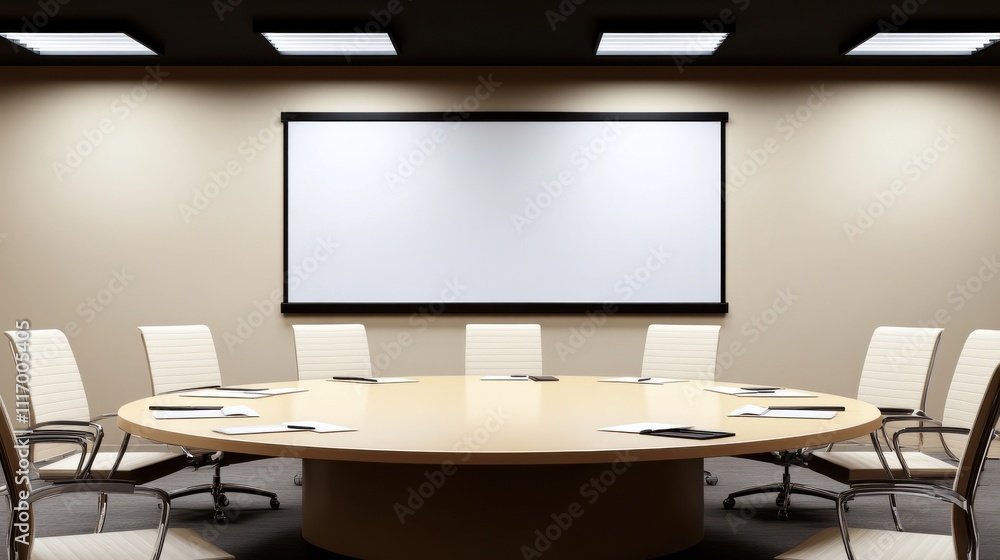 Professional Conference Room with Modern Flat-Screen Monitor Professional Conference Room with Modern Flat-Screen Monitor