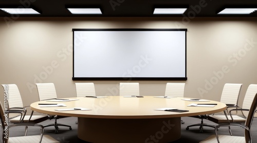 Professional Conference Room with Modern Flat-Screen Monitor