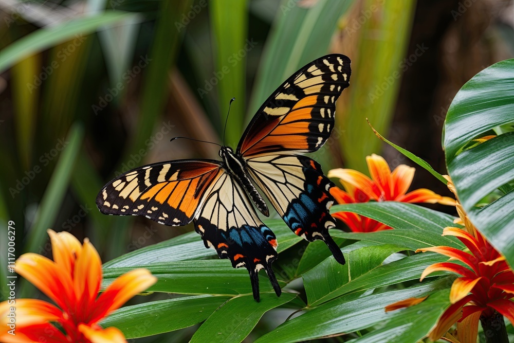 Fototapeta premium Playful Tiger Butterflies Exploring Tropical Habitat