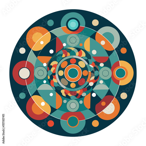 Colorful Spring indian nakshi kantha mandala vector illustration generated Ai photo