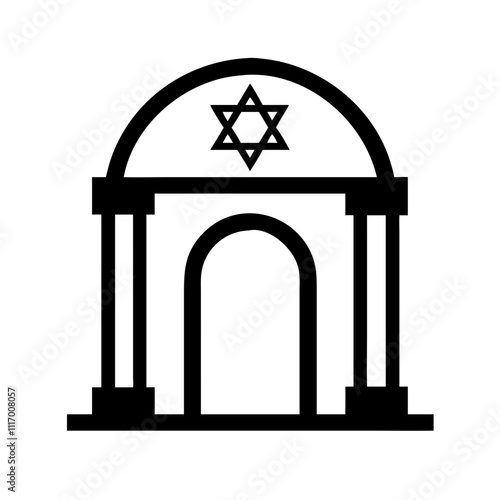  Icon of a synagogue with a dove, symbolizing peace and spirituality.