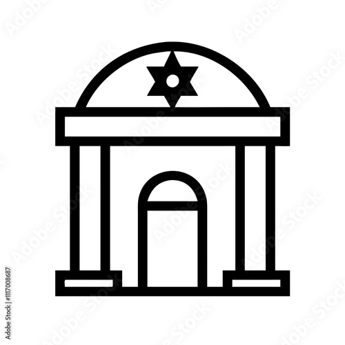 Vector of a synagogue with an Aron Kodesh (Torah Ark), symbolizing the heart of worship.