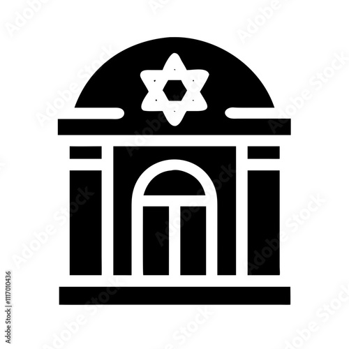 Vector of a synagogue with an Aron Kodesh (Torah Ark), symbolizing the heart of worship.