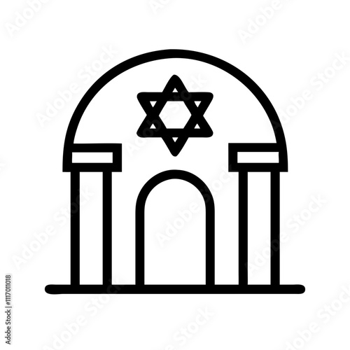 Vector of a synagogue with an Aron Kodesh (Torah Ark), symbolizing the heart of worship.