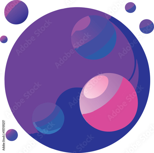 Geometric purple bubbles drops vector art generated Ai