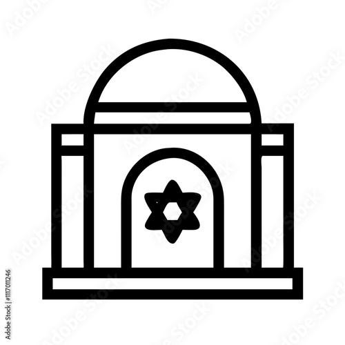 Vector of a synagogue with an Aron Kodesh (Torah Ark), symbolizing the heart of worship.