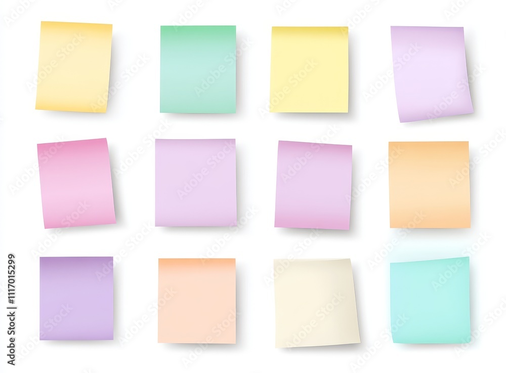Twelve blank colorful sticky notes isolated on white background. Twelve blank colorful sticky notes isolated on white background.