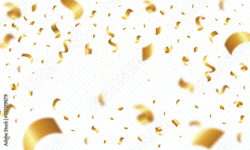 luxury golden confetti explosion flying isolated on transparent background.gold confetti for celebration design background.vector illustration