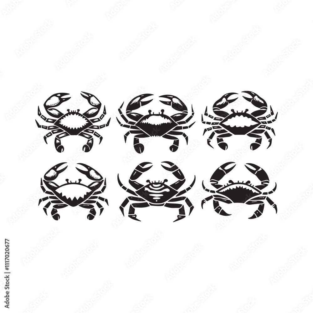 Fototapeta premium set of vector crabs silhouette illustration