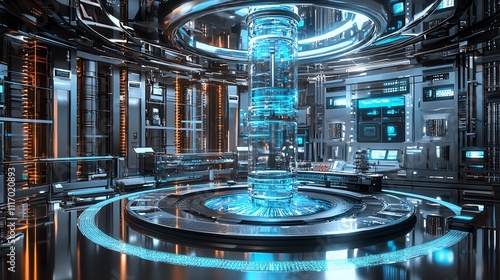 Futuristic quantum computing laboratory photo