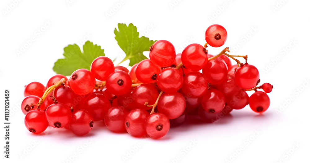 Fresh red currants arranged elegantly on a white background showcasing their vibrant color and glossy appearance, ideal for culinary uses and healthy snacks Fresh red currants arranged elegantly on a white background showcasing their vibrant color and glossy appearance, ideal for culinary uses and healthy snacks