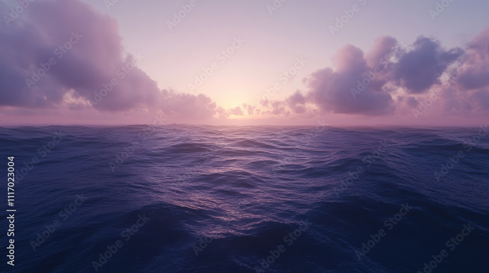 Calm ocean sunset view with soft clouds. Calm ocean sunset view with soft clouds.