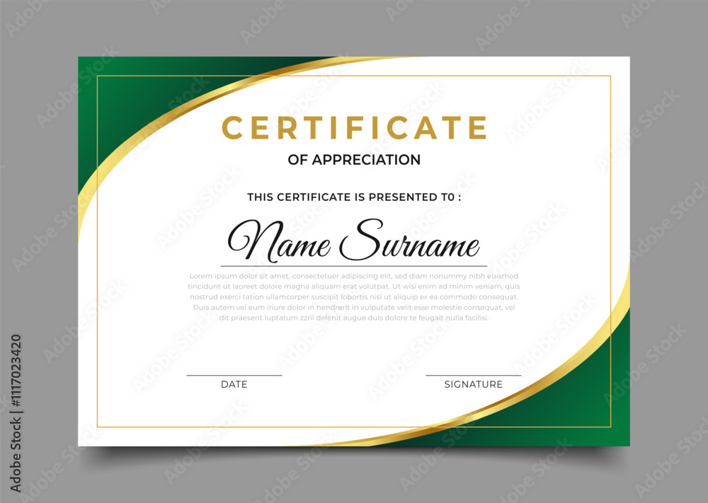 Obraz premium modern green gradient business certificate cover template luxury design