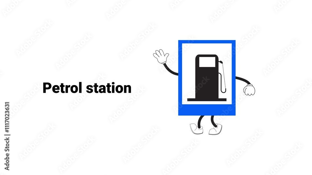 Animated petrol station sign with cartoon characters, perfect for ...