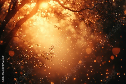 Warm Abstract Sunlight Lens Flare Background with Dreamy Texture and Bokeh Effects