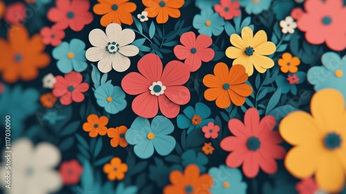 Wallpaper Mural Colorful paper flowers background. Torontodigital.ca