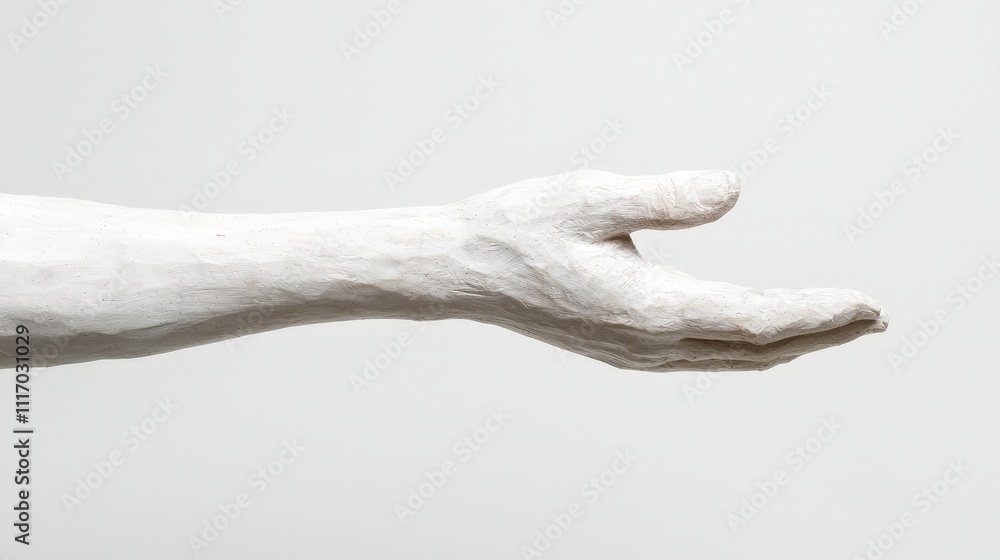 Close-up of a sculpted white hand outstretched, offering or receiving. Close-up of a sculpted white hand outstretched, offering or receiving.