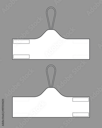 Blank White Captain Armband Pattern for Vertical Emphasis Template on Gray Background. Front and Back Views, Vector File.