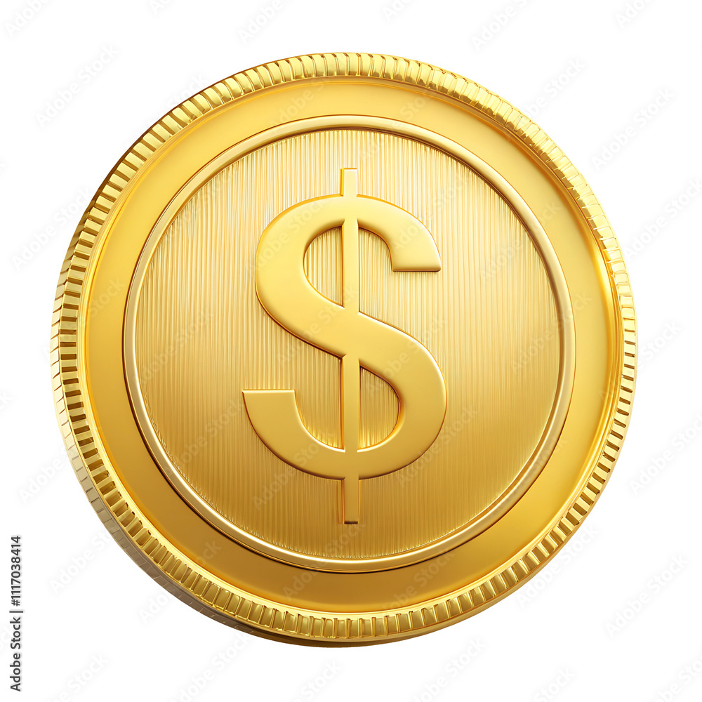 gold coin with dollar sign 3d icon in cartoon plastic style minimal ...