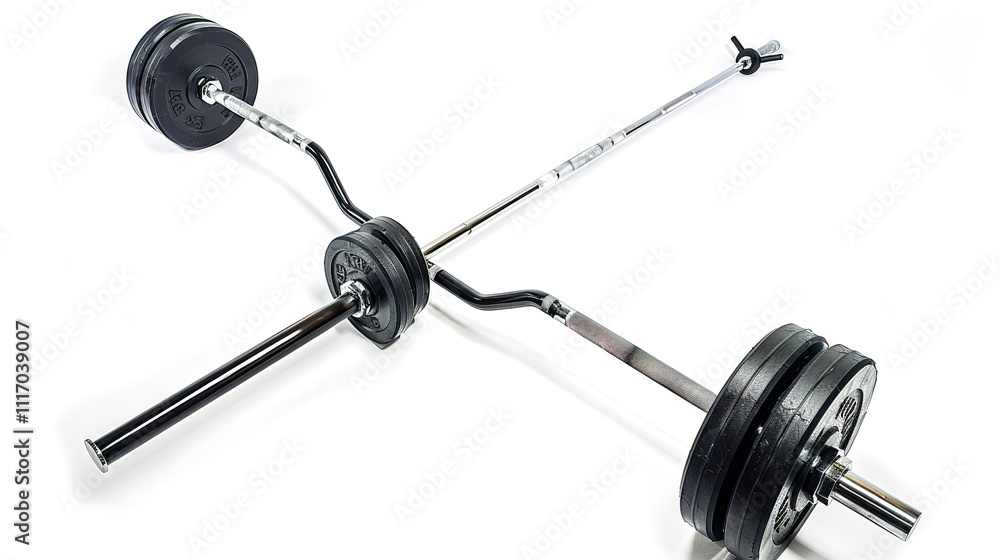 Barbell Isolated on White Background, Standing Alone as a Symbol of Strength and Fitness, Ready for Use.
