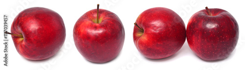 Set apple red whole isolated on white background